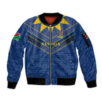 Namibia Yellow Sun Sleeve Zip Bomber Jacket Sporty Style with Traditional Patterns