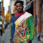 Afro Namibia Map Long Sleeve Shirt National Emblem and Cultural Motif Design