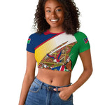 Afro Namibia Map Raglan Cropped T shirt National Emblem and Cultural Motif Design