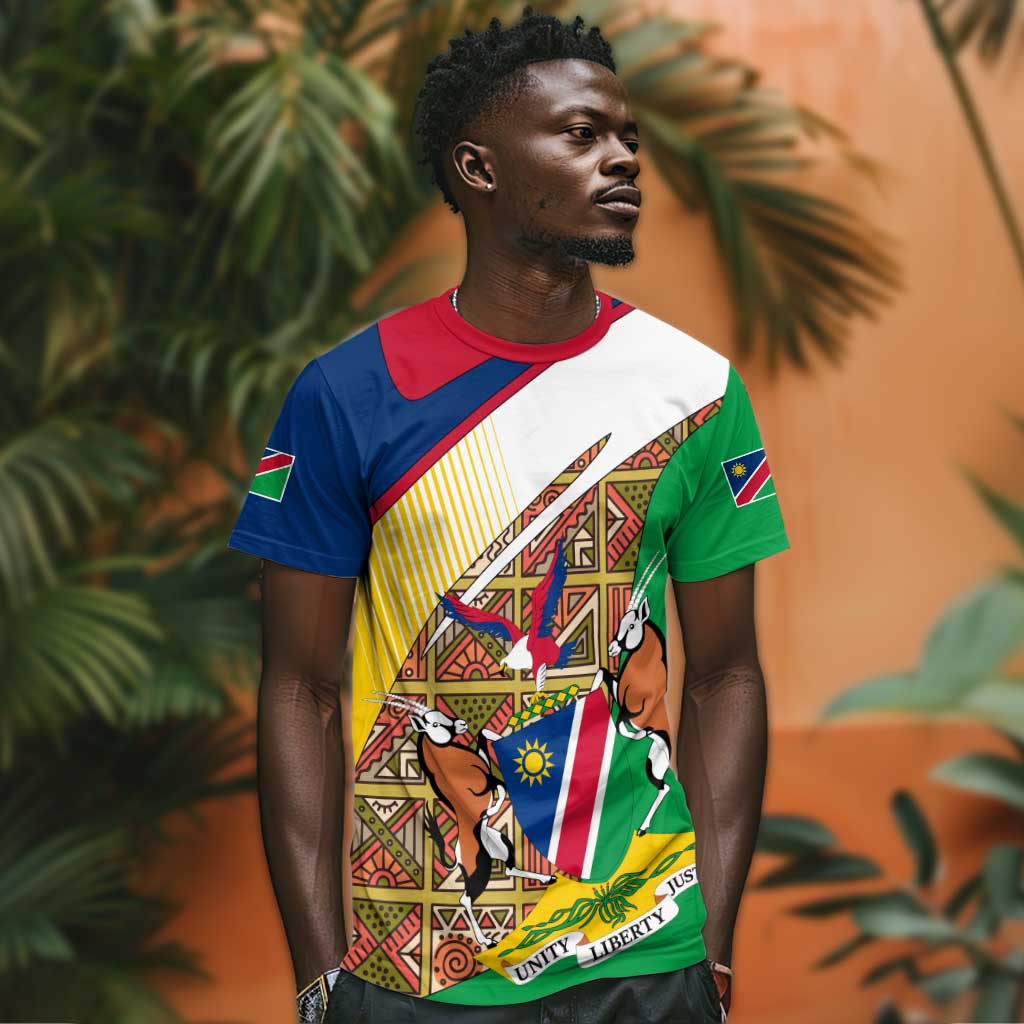 Afro Namibia Map T shirt National Emblem and Cultural Motif Design
