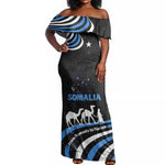 Somalia Off Shoulder Maxi Dress with From Nomads to Nation Camel Galaxy Flag Spirit