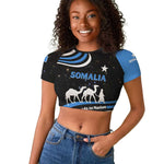 Somalia Raglan Cropped T shirt with From Nomads to Nation Camel Galaxy Flag Spirit