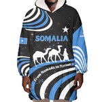 Somalia Wearable Blanket Hoodie with From Nomads to Nation Camel Galaxy Flag Spirit