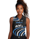 Somalia Women Sleeveless Polo Shirt with From Nomads to Nation Camel Galaxy Flag Spirit