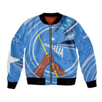 Somalia Bomber Jacket with Raised Fist Flag Blue Unity Wave Spirit