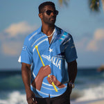 Somalia Hawaiian Shirt with Raised Fist Flag Blue Unity Wave Spirit