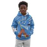 Somalia Kid Hoodie with Raised Fist Flag Blue Unity Wave Spirit
