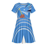 Somalia Kid Short Sleeve Dress with Raised Fist Flag Blue Unity Wave Spirit