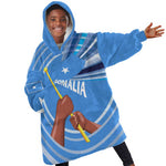 Somalia Kid Wearable Blanket Hoodie with Raised Fist Flag Blue Unity Wave Spirit