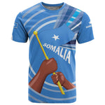 Somalia T shirt with Raised Fist Flag Blue Unity Wave Spirit