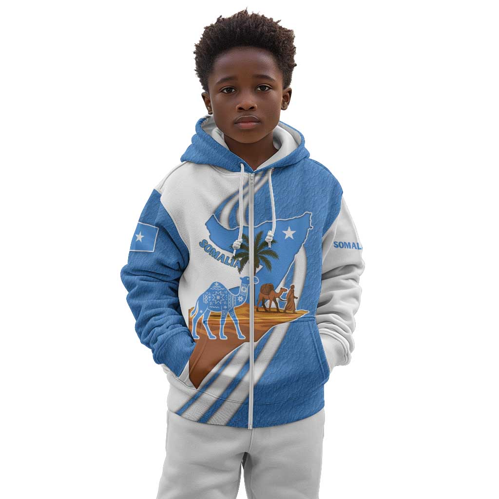 Somalia Kid Hoodie with Camel Desert Map Palm Tree Heritage Spirit