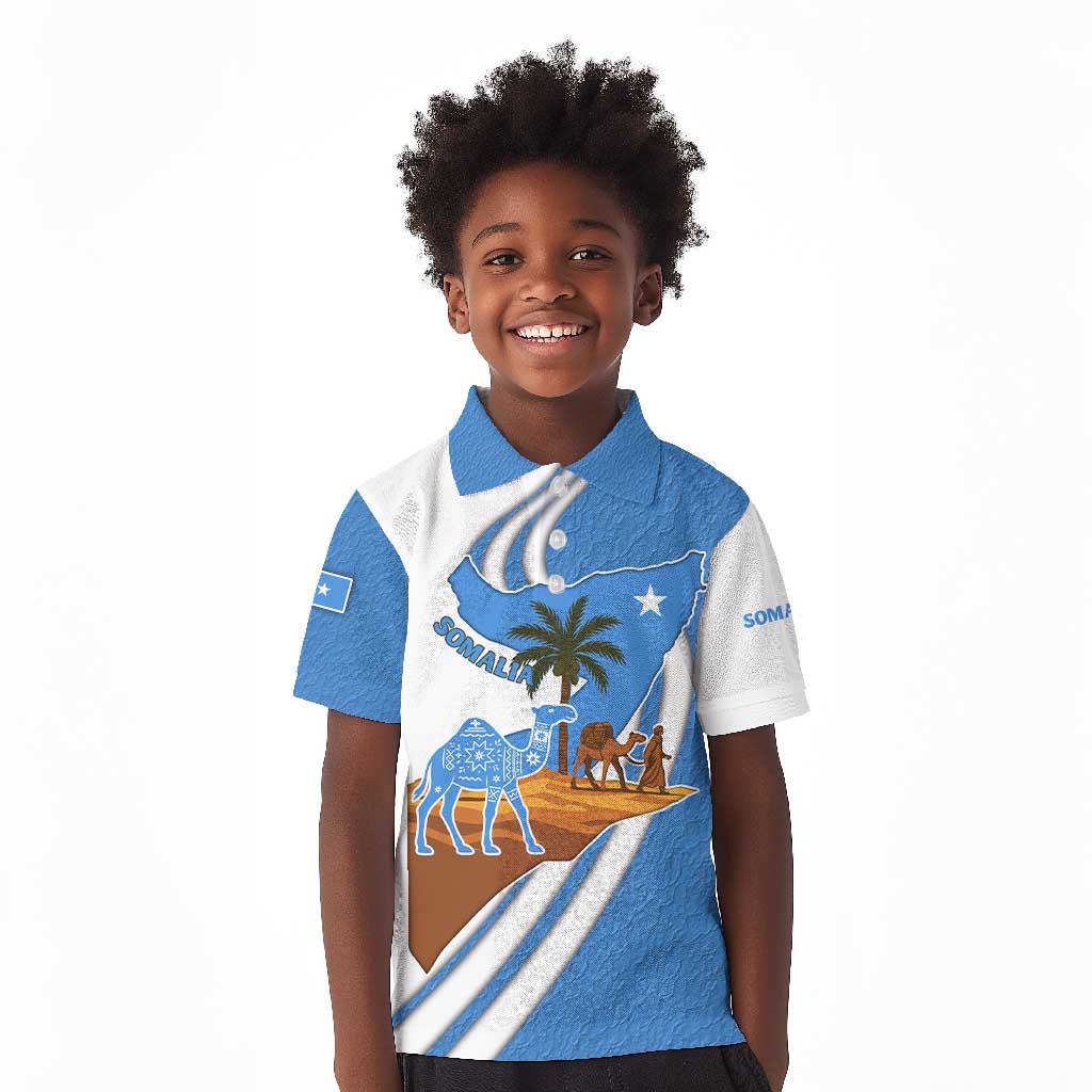 Somalia Kid Polo Shirt with Camel Desert Map Palm Tree Heritage Spirit