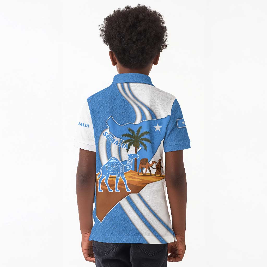 Somalia Kid Polo Shirt with Camel Desert Map Palm Tree Heritage Spirit