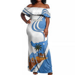 Somalia Off Shoulder Maxi Dress with Camel Desert Map Palm Tree Heritage Spirit