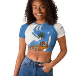 Somalia Raglan Cropped T shirt with Camel Desert Map Palm Tree Heritage Spirit
