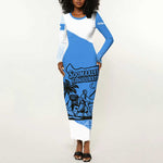 Somalia Long Sleeve Bodycon Dress with Soomaaliya Ha Noolaato Nomad Moon Flag Spirit