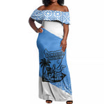Somalia Off Shoulder Maxi Dress with Soomaaliya Ha Noolaato Nomad Moon Flag Spirit