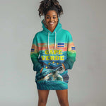 Cape Verde Hoodie Dress with Loggerhead Sea Turtle Ocean Sunset Spirit