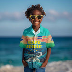 Cape Verde Kid Hawaiian Shirt with Loggerhead Sea Turtle Ocean Sunset Spirit
