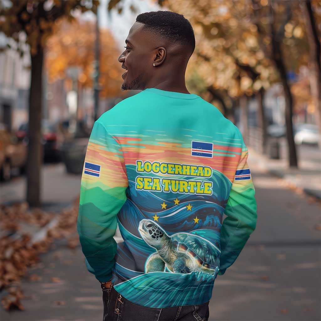 Cape Verde Sweatshirt with Loggerhead Sea Turtle Ocean Sunset Spirit