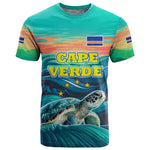 Cape Verde T shirt with Loggerhead Sea Turtle Ocean Sunset Spirit
