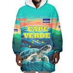Cape Verde Wearable Blanket Hoodie with Loggerhead Sea Turtle Ocean Sunset Spirit