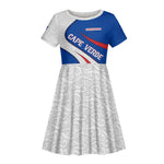 Cape Verde Kid Short Sleeve Dress with Blue Red Flag Nós Kretxeu Spirit