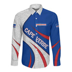 Cape Verde Long Sleeve Button Shirt with Blue Red Flag Nós Kretxeu Spirit