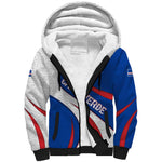 Cape Verde Sherpa Hoodie with Blue Red Flag Nós Kretxeu Spirit