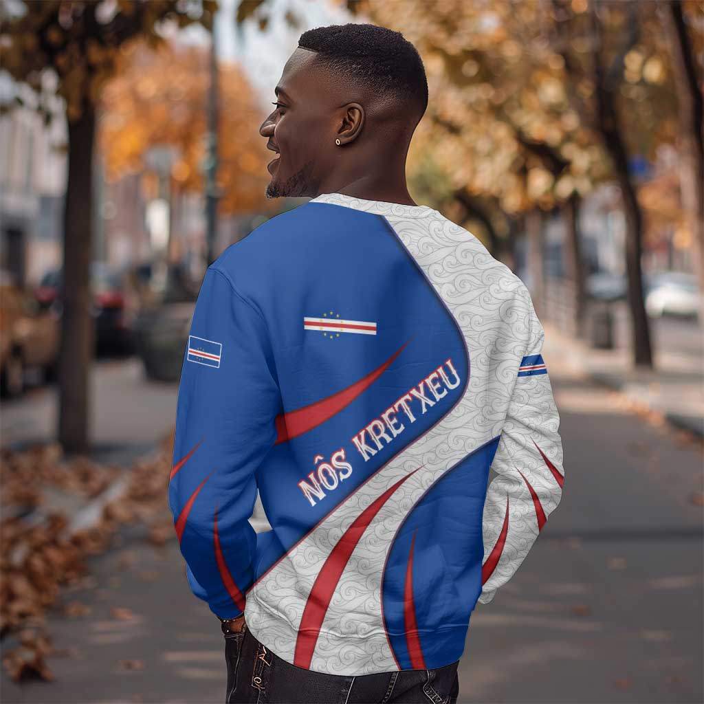 Cape Verde Sweatshirt with Blue Red Flag Nós Kretxeu Spirit