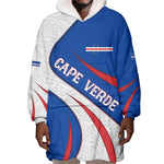 Cape Verde Wearable Blanket Hoodie with Blue Red Flag Nós Kretxeu Spirit
