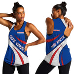 Cape Verde Women Racerback Tank with Blue Red Flag Nós Kretxeu Spirit