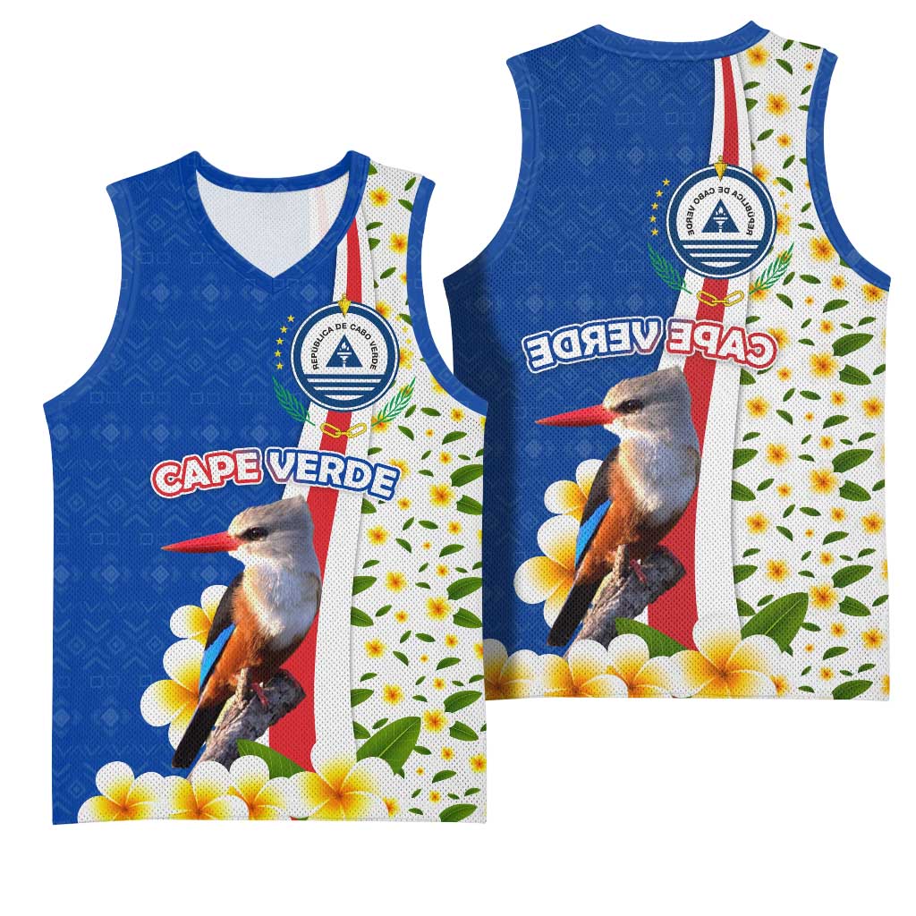 Cape Verde Basketball Jersey Kingfisher Bird Floral Flag Spirit - African Pride