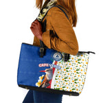 Cape Verde Leather Tote Bag Kingfisher Bird Floral Flag Spirit - African Pride
