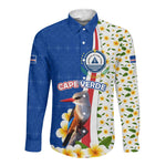 Cape Verde Long Sleeve Button Shirt Kingfisher Bird Floral Flag Spirit - African Pride
