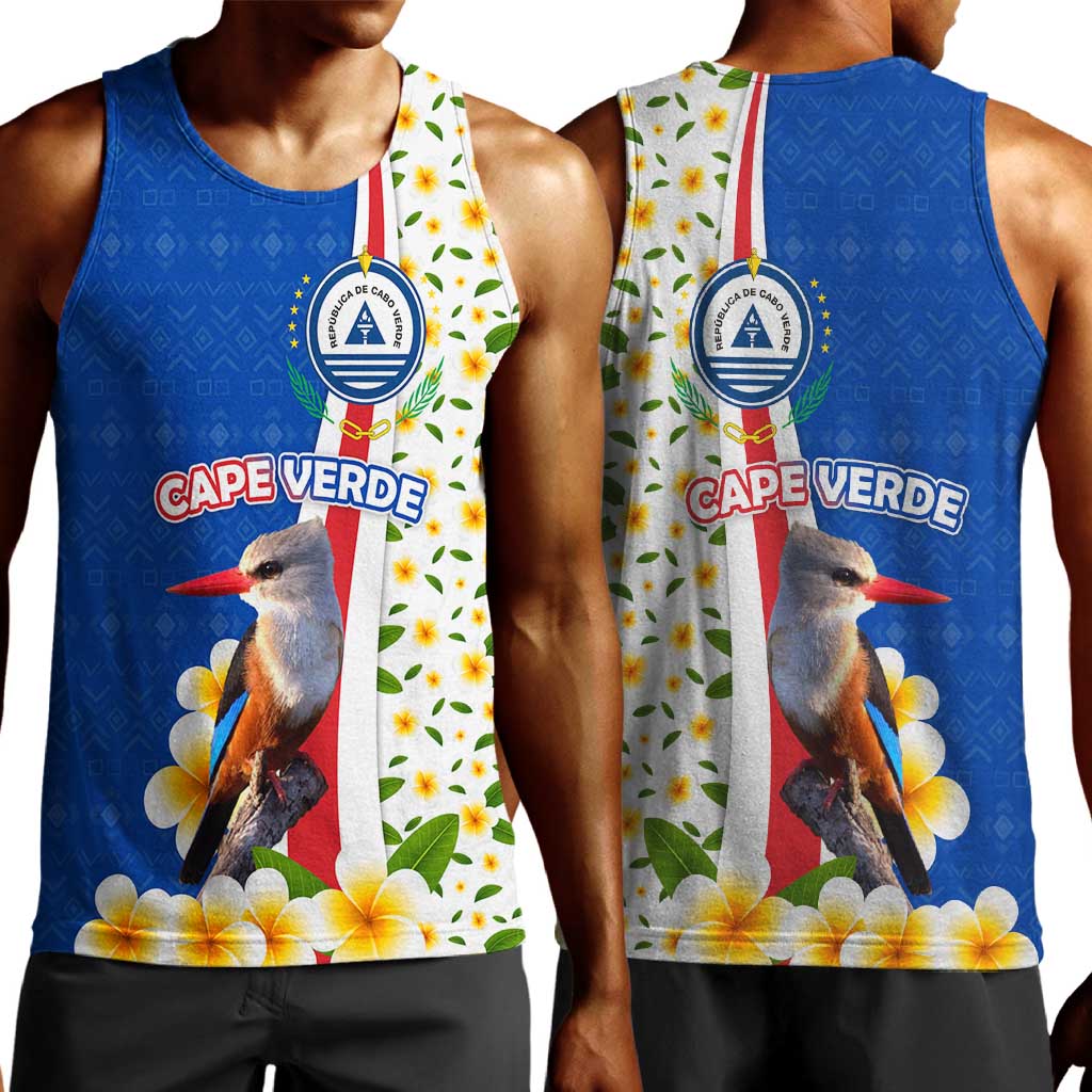Cape Verde Men Tank Top Kingfisher Bird Floral Flag Spirit - African Pride