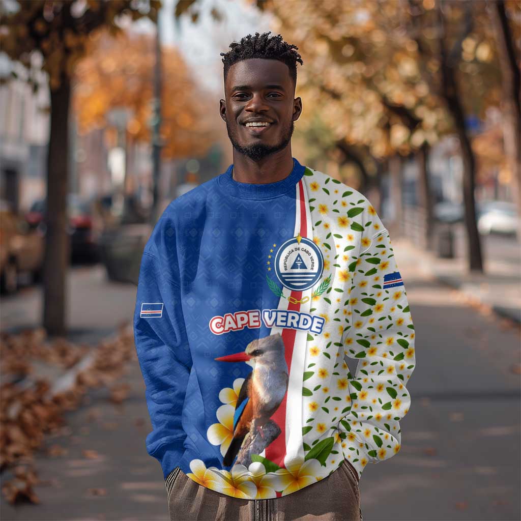 Cape Verde Sweatshirt Kingfisher Bird Floral Flag Spirit - African Pride