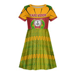 Cape Verde Kid Short Sleeve Dress One Heart Ten Islands National Emblem Spirit - African Pride
