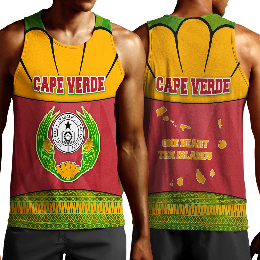 Cape Verde Men Tank Top One Heart Ten Islands National Emblem Spirit - African Pride