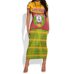 Cape Verde Short Sleeve Bodycon Dress One Heart Ten Islands National Emblem Spirit - African Pride