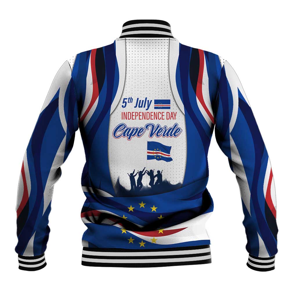 Cape Verde Baseball Jacket with Independence Day 5th July Flag Celebration Spirit