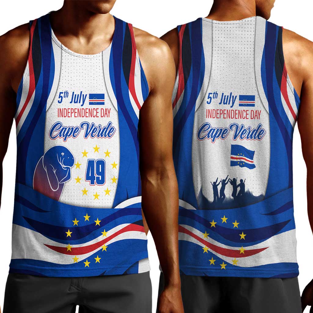 Cape Verde Men Tank Top with Independence Day 5th July Flag Celebration Spirit