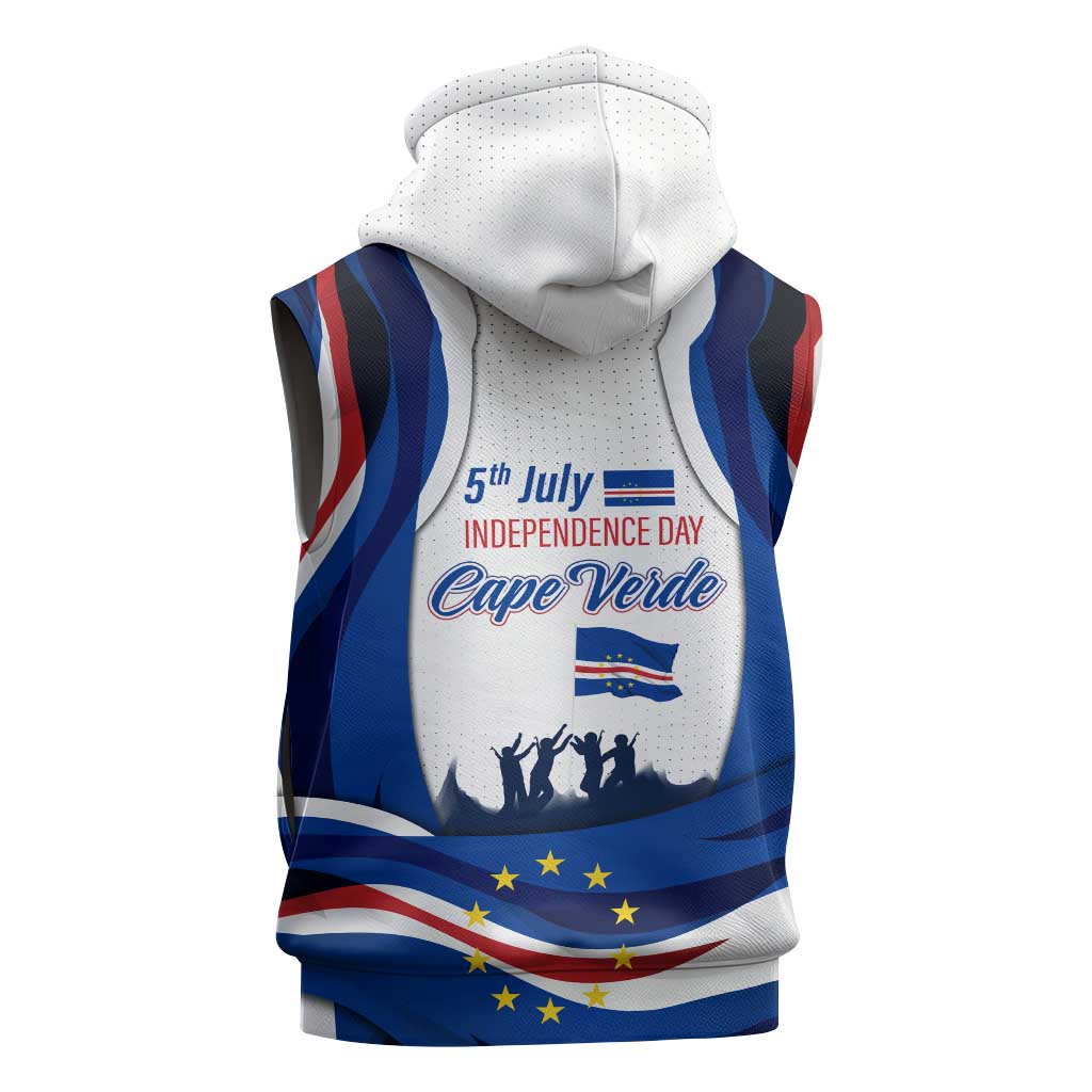 Cape Verde Sleeveless Hoodie with Independence Day 5th July Flag Celebration Spirit - African Pride