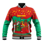 Mauritania Christmas Baseball Jacket Santa Claus Camel Gift Boxes Starry Sky and Desert - African Pride