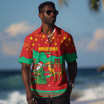 Mauritania Christmas Hawaiian Shirt Santa Claus Camel Gift Boxes Starry Sky and Desert - African Pride