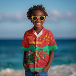 Mauritania Christmas Kid Hawaiian Shirt Santa Claus Camel Gift Boxes Starry Sky and Desert - African Pride