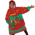Mauritania Christmas Kid Wearable Blanket Hoodie Santa Claus Camel Gift Boxes Starry Sky and Desert - African Pride