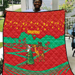 Mauritania Christmas Quilt Santa Claus Camel Gift Boxes Starry Sky and Desert - African Pride