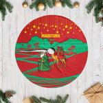 Mauritania Christmas Tree Skirt Santa Claus Camel Gift Boxes Starry Sky and Desert - African Pride
