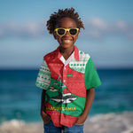 Mauritania Christmas Kid Hawaiian Shirt Santa Sharks Festive Fish Pattern and Red Green Holiday - African Pride